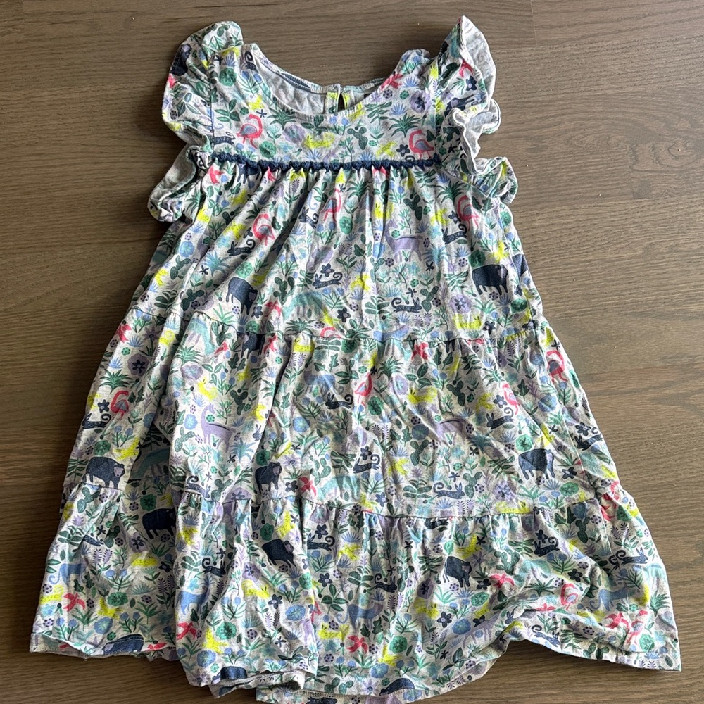 Tea Collection Multicolor Floral & Animal Print Ruffle Dress